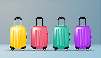 彩色塑料旅行袋矢量图.目的.暑假,假期
