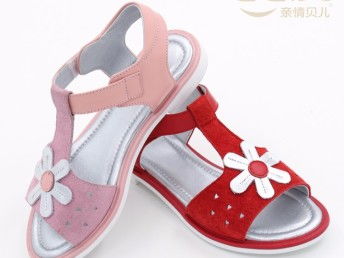 图 亲情贝儿花朵真皮凉鞋童鞋批发 成都服装 鞋帽 箱包
